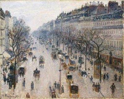 Boulevard Montmartre on a Winter Morning by Camille Jacob Pissarro